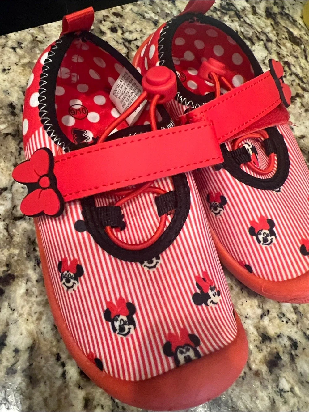 Disney Kids Red Polka Dot Minnie Water Shoes with Tie Toggle